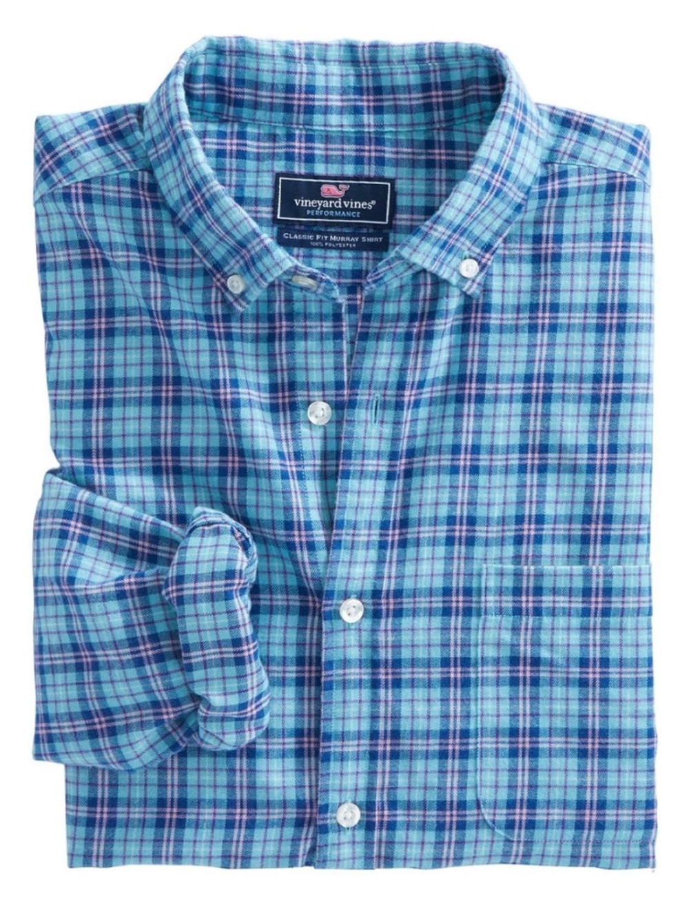 Vineyard Vines Classic Fit Murray Shirt - Coast Road Plaid - Aqua